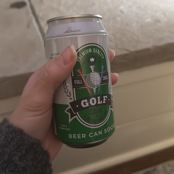 Beer can socks gift green socks with golf balls tees in fake beer can package - Picture 7 of 7